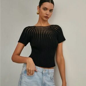 Commense Plain Short Sleeve Knit Top